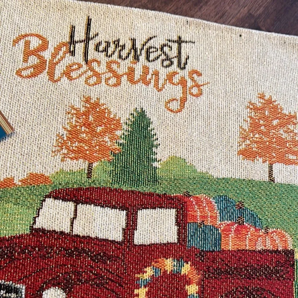 Home Collection Set of 4 Tapestry Cotton Blend Placemats “Harvest Blessings”